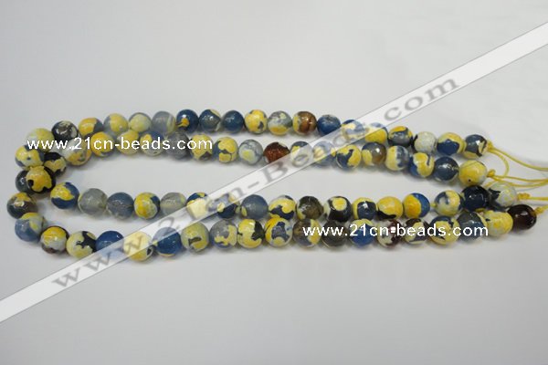 CAG5805 15 inches 10mm faceted round fire crackle agate beads