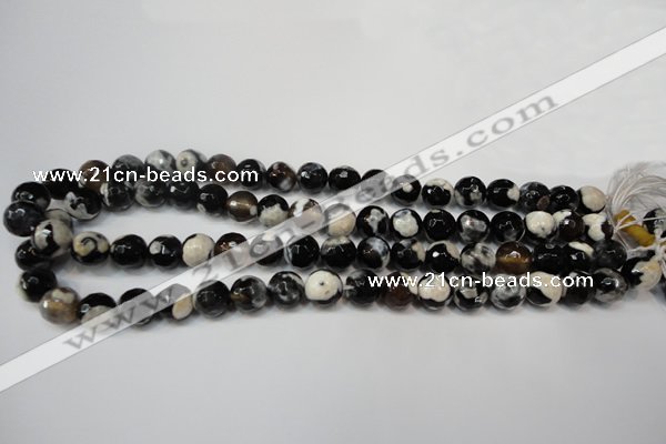 CAG5807 15 inches 10mm faceted round fire crackle agate beads