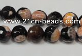 CAG5808 15 inches 10mm faceted round fire crackle agate beads