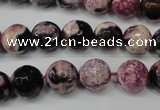 CAG5809 15 inches 10mm faceted round fire crackle agate beads