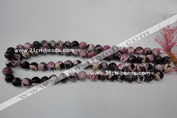 CAG5809 15 inches 10mm faceted round fire crackle agate beads