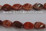 CAG581 15.5 inches 8*12mm faceted & twisted rice natural fire agate beads