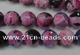 CAG5810 15 inches 10mm faceted round fire crackle agate beads