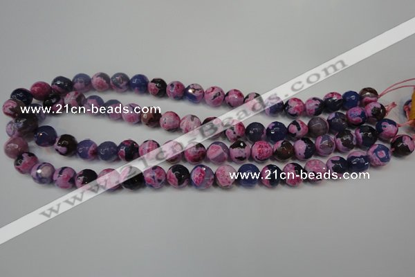 CAG5810 15 inches 10mm faceted round fire crackle agate beads