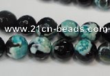 CAG5811 15 inches 10mm faceted round fire crackle agate beads