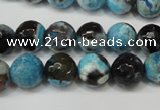 CAG5812 15 inches 10mm faceted round fire crackle agate beads