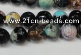 CAG5813 15 inches 10mm faceted round fire crackle agate beads