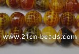 CAG5817 15 inches 10mm faceted round fire crackle agate beads