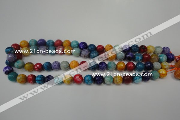 CAG5818 15 inches 10mm faceted round fire crackle agate beads