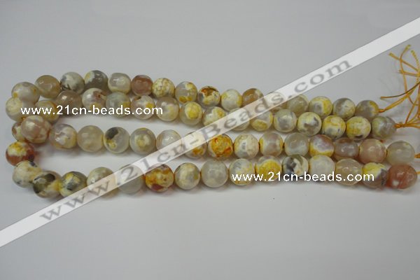 CAG5820 15 inches 12mm faceted round fire crackle agate beads