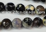 CAG5822 15 inches 12mm faceted round fire crackle agate beads