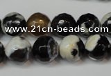 CAG5823 15 inches 12mm faceted round fire crackle agate beads