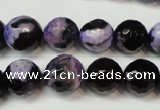 CAG5824 15 inches 12mm faceted round fire crackle agate beads