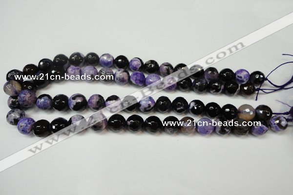 CAG5824 15 inches 12mm faceted round fire crackle agate beads