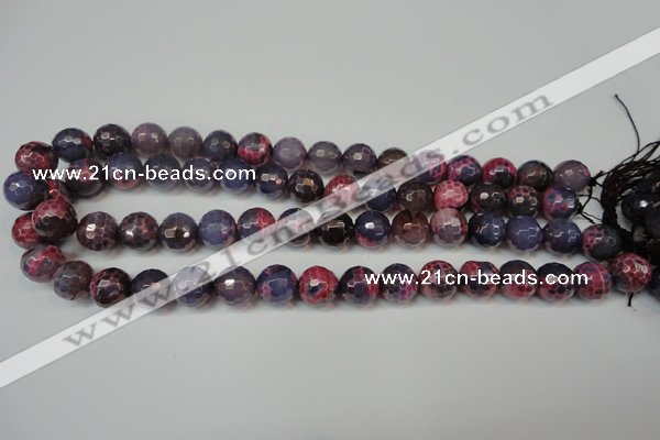 CAG5826 15 inches 12mm faceted round fire crackle agate beads