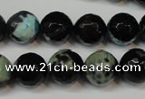 CAG5828 15 inches 12mm faceted round fire crackle agate beads