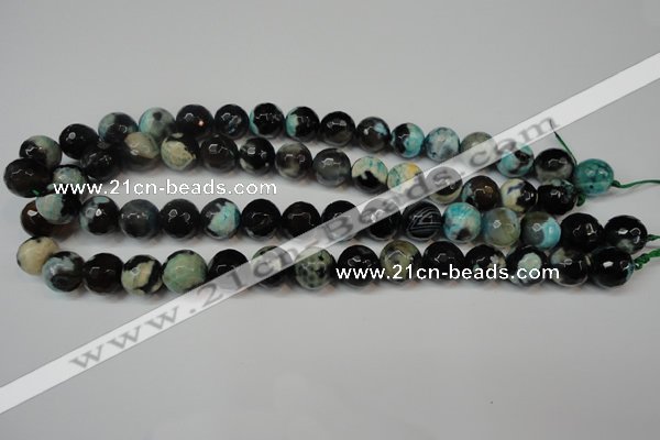 CAG5828 15 inches 12mm faceted round fire crackle agate beads