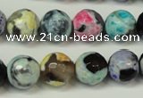 CAG5830 15 inches 12mm faceted round fire crackle agate beads