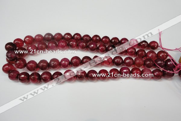 CAG5832 15 inches 12mm faceted round fire crackle agate beads