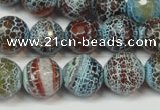 CAG5834 15 inches 12mm faceted round fire crackle agate beads