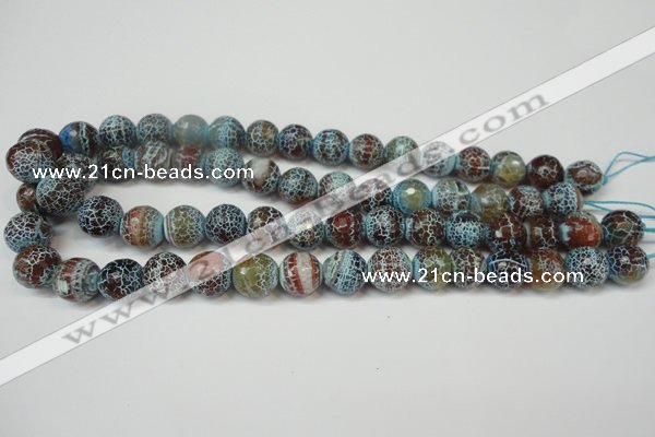 CAG5834 15 inches 12mm faceted round fire crackle agate beads