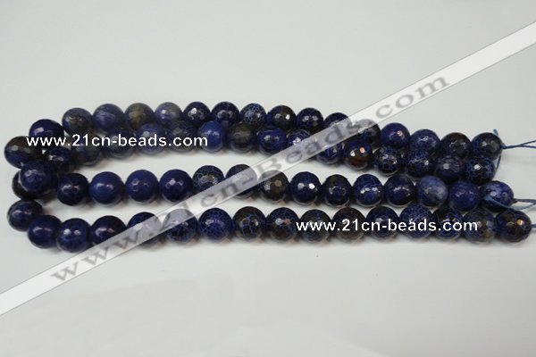 CAG5835 15 inches 12mm faceted round fire crackle agate beads