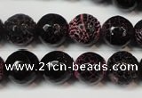 CAG5837 15 inches 12mm faceted round fire crackle agate beads