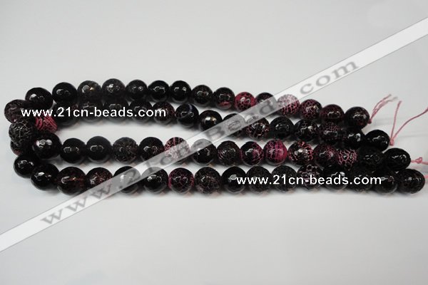 CAG5837 15 inches 12mm faceted round fire crackle agate beads