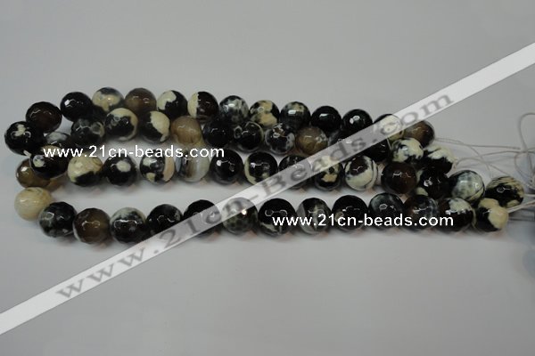 CAG5840 15 inches 14mm faceted round fire crackle agate beads