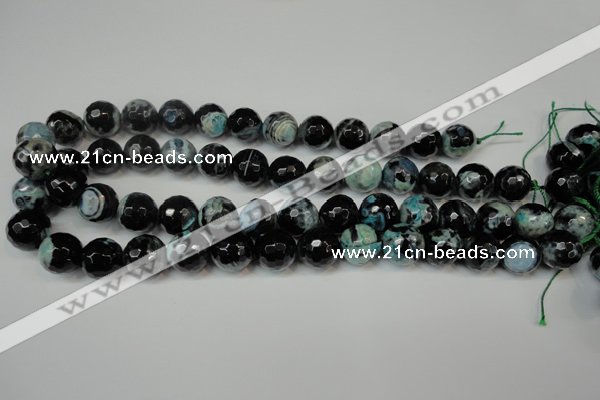 CAG5841 15 inches 14mm faceted round fire crackle agate beads