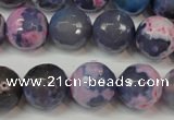 CAG5844 15 inches 14mm faceted round fire crackle agate beads