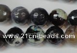 CAG5847 15 inches 14mm faceted round fire crackle agate beads