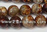 CAG5850 15 inches 14mm faceted round fire crackle agate beads