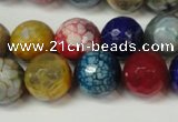 CAG5851 15 inches 14mm faceted round fire crackle agate beads