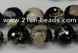 CAG5855 15 inches 16mm faceted round fire crackle agate beads