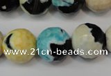 CAG5857 15 inches 16mm faceted round fire crackle agate beads