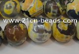 CAG5859 15 inches 16mm faceted round fire crackle agate beads