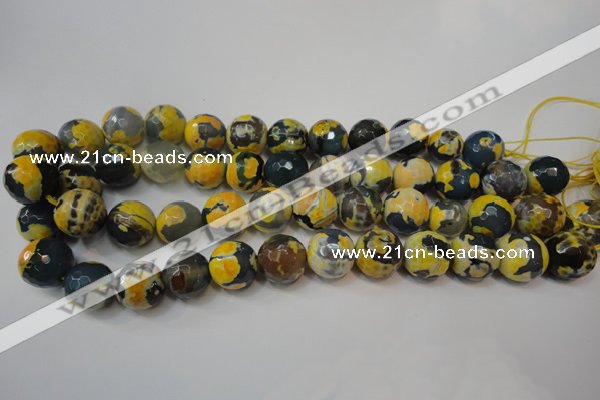 CAG5859 15 inches 16mm faceted round fire crackle agate beads