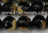 CAG5860 15 inches 16mm faceted round fire crackle agate beads