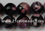 CAG5861 15 inches 16mm faceted round fire crackle agate beads