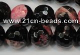 CAG5862 15 inches 16mm faceted round fire crackle agate beads