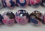 CAG5863 15 inches 16mm faceted round fire crackle agate beads