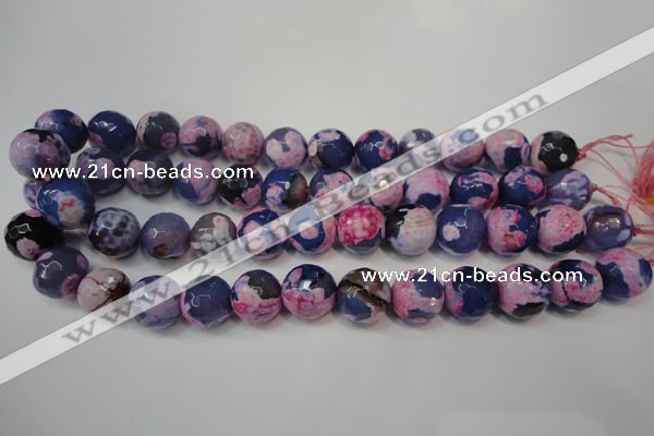 CAG5863 15 inches 16mm faceted round fire crackle agate beads