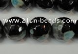 CAG5865 15 inches 16mm faceted round fire crackle agate beads