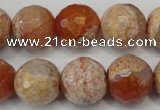 CAG5868 15 inches 16mm faceted round fire crackle agate beads