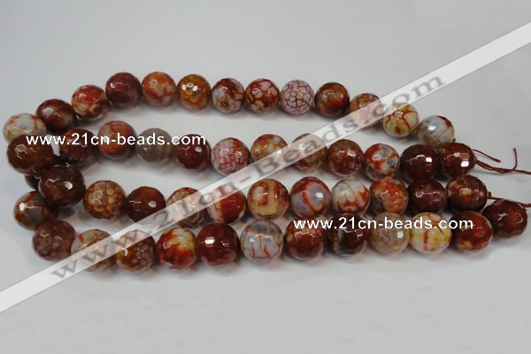 CAG5869 15 inches 16mm faceted round fire crackle agate beads