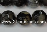 CAG5870 15 inches 16mm faceted round fire crackle agate beads