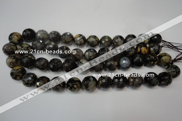 CAG5870 15 inches 16mm faceted round fire crackle agate beads