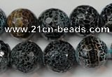 CAG5872 15 inches 16mm faceted round fire crackle agate beads