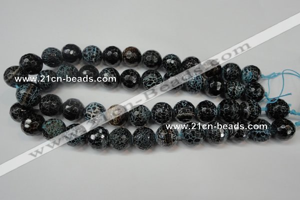 CAG5872 15 inches 16mm faceted round fire crackle agate beads